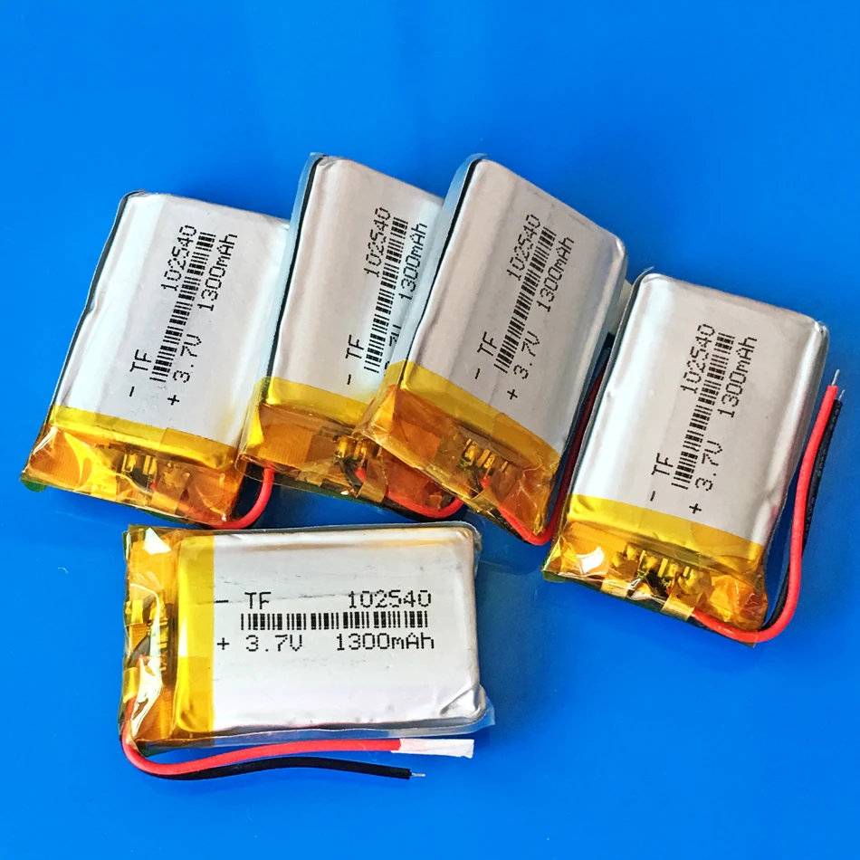 

5pcs 102540 3.7V 1300mAh lithium polymer rechargeable battery Lipo Replace for bluetooth GPS wired microphone mobile phone watch