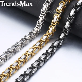 

Men's Necklace Stainless Steel Byzantine Box Link Chain Necklaces Male Collar Fashion Jewelry Gifts 18-36" KNN20