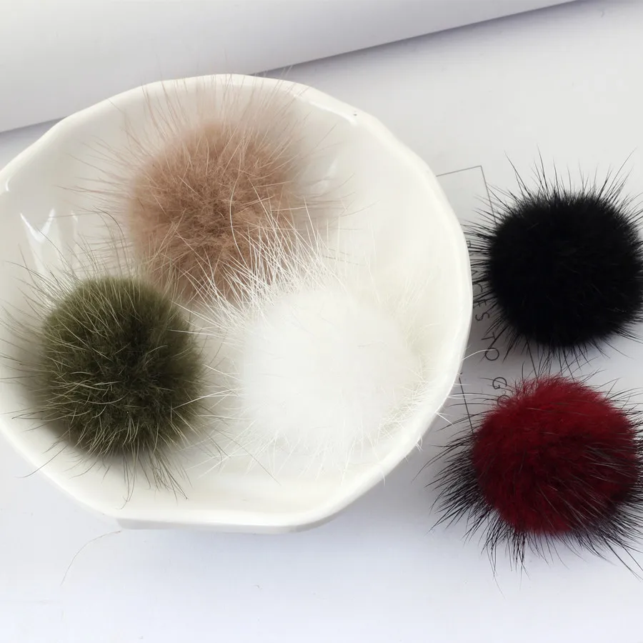 Ritoule Handmade earrings made ornaments Hair Barrette material 50mm mink fur ball DIY hairpin headdress flower accessories