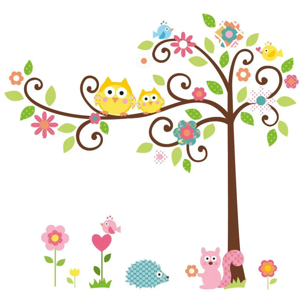 ZooYoo RoomMates Scroll Cute Owl Tree Peel & Stick Wall ZooYoo RoomMates Scroll Cute Owl Tree Peel & Stick Wall