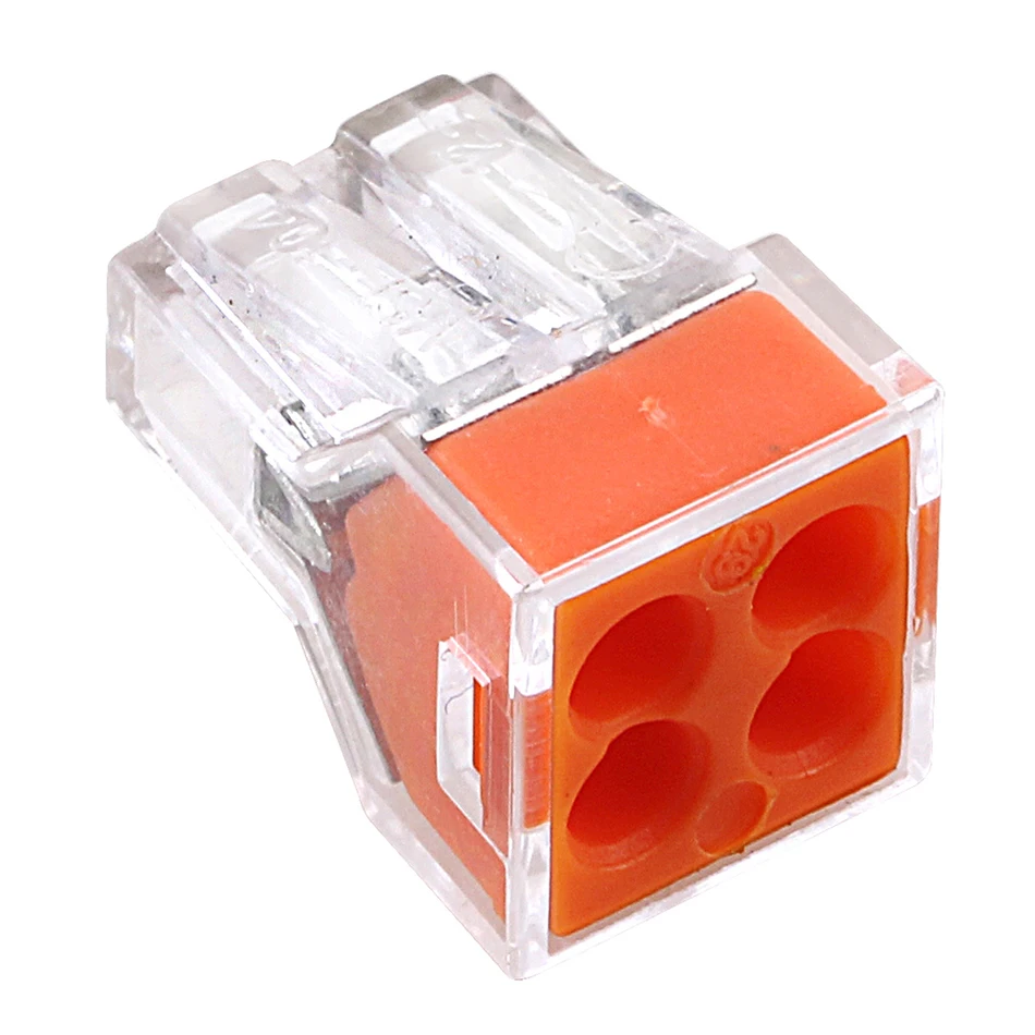 

(100pcs/lot) PCT-104(wago 773-104) 4 pin conductor terminal block Push wire wiring connector For Junction box 4pin push-in