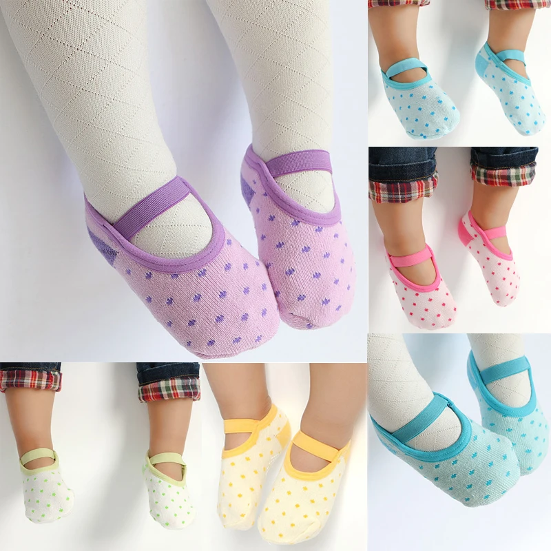 5 цветов детские первые ходоки детская обувь носки Детские обувь для девочек Резиновые Нескользящие горошек подошва ходунки