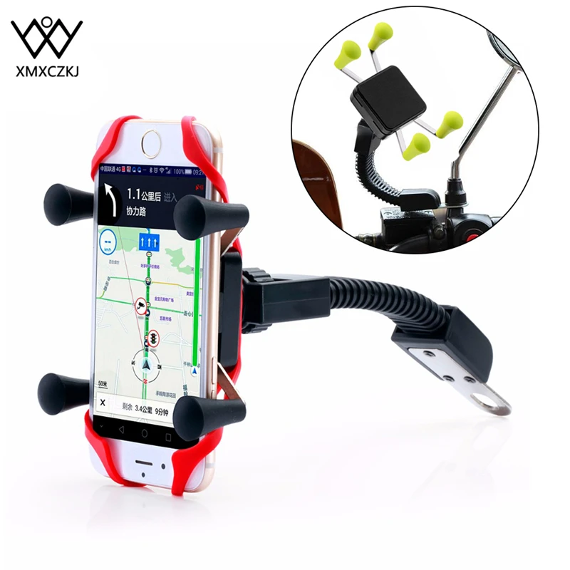 

XMXCZKJ Motorcycle Rearview Mirror support cellphone motorcycle with Secure Grip For iPhone 8 7 6Plus For Samsung Galaxy S7 Edge