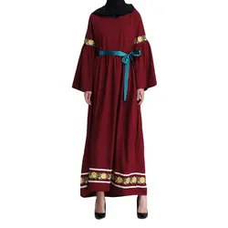Cothes Мусульманский Абая Мусульманский Стиль; Ближний Восток мусульманское платье арабский халат платье 2019 ленты Элегантный Пояс Женщины mAh