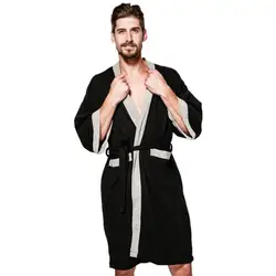 Мужчины Весна Осень вафельный Ванна пеньюары домашний халат рукавом Мягкий банный халат Пеньюар Ночная сорочка пижамы кимоно