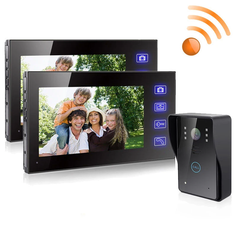 7\ TFT 2.4G 2 Monitor Wireless Video Door Phone Intercom Doorbell Home Security Camera Monitor color speakerphone