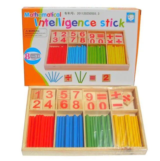 colorful Baby Toys Counting Sticks Education Wooden Building Intelligence Blocks montessori materials Wooden Box Child Gift