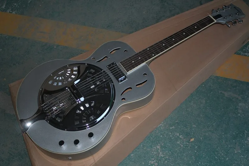 

Free Shipping Wholesale High Quality maestro Dobro Resonator Silver grey Electric Guitar In stock 14-2-12