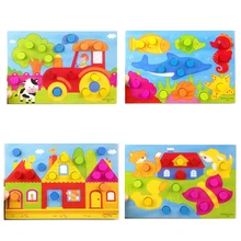 4 стиля/набор цветная доска для обучения детей Монтессори обучающая игрушка для детей деревянные головоломки цвет матч игра доска Пазлы ребенок