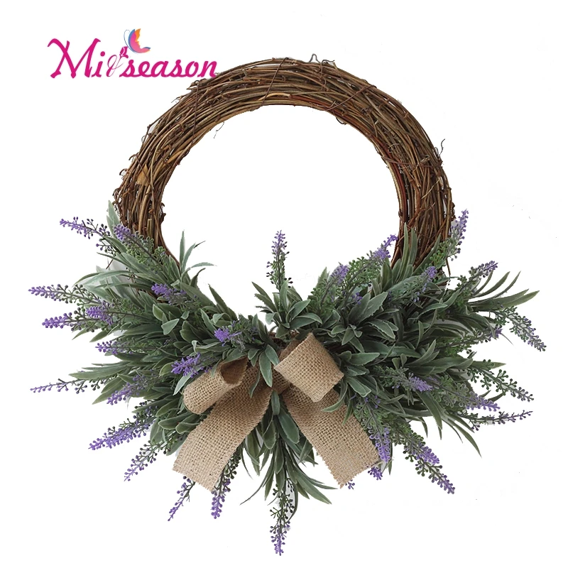 Artificial lavender flower garland wreath romantic fresh style wedding decor for living dining rm door Hanging decorative Nordic