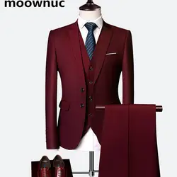 (Куртка + жилет + штаны) новые костюмы Для мужчин 2018 Классические 3 предмета в Комплекте Костюмы Тонкий Для мужчин; Высокое качество костюмы