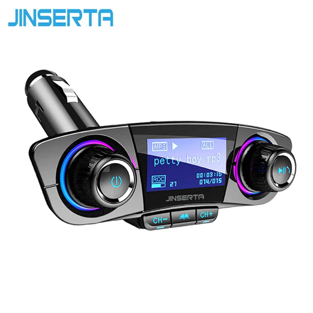 JINSERTA power ON OFF Bluetooth 5,0 fm-передатчик, fm-модулятор, комплект громкой связи для автомобиля, TF, USB, AUX, аудио, MP3 плеер, USB, зарядное устройство для телефона