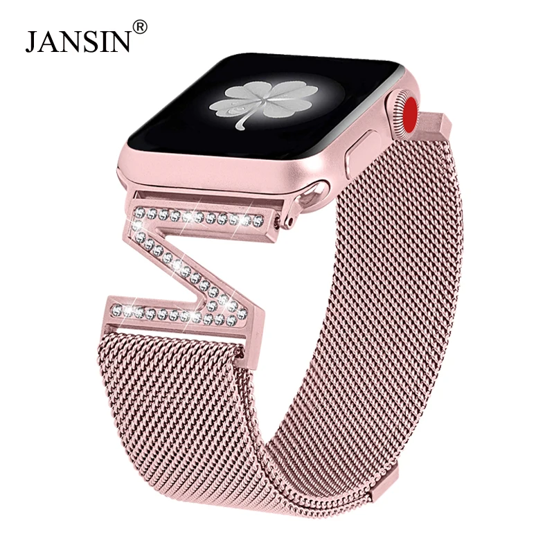 Milanese Loop Bracelet Diamond strap For Apple Watch band 38mm 42mm 40mm 44mm iwatch series 1/2/3/4 Stainless Steel strap women