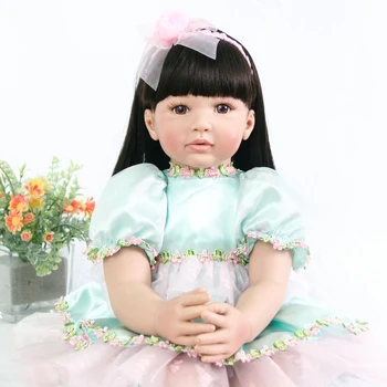 

Baby Reborn Doll Silicone Collectible 24 Inch real baby girl doll Toys For Children alive Toddler princess bebe dolls realista