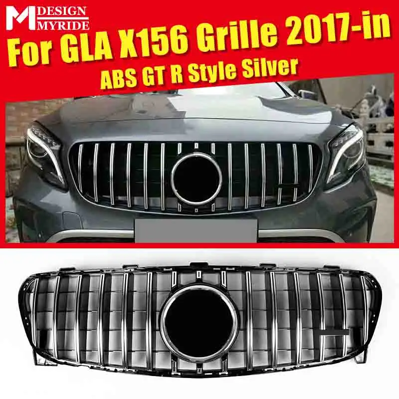 

For MercedesMB X156 GLA Sport grille grill GTS style ABS Silver Without Sign GLA180 200 250 GLA45 Look Front Bumper Grills 17-in