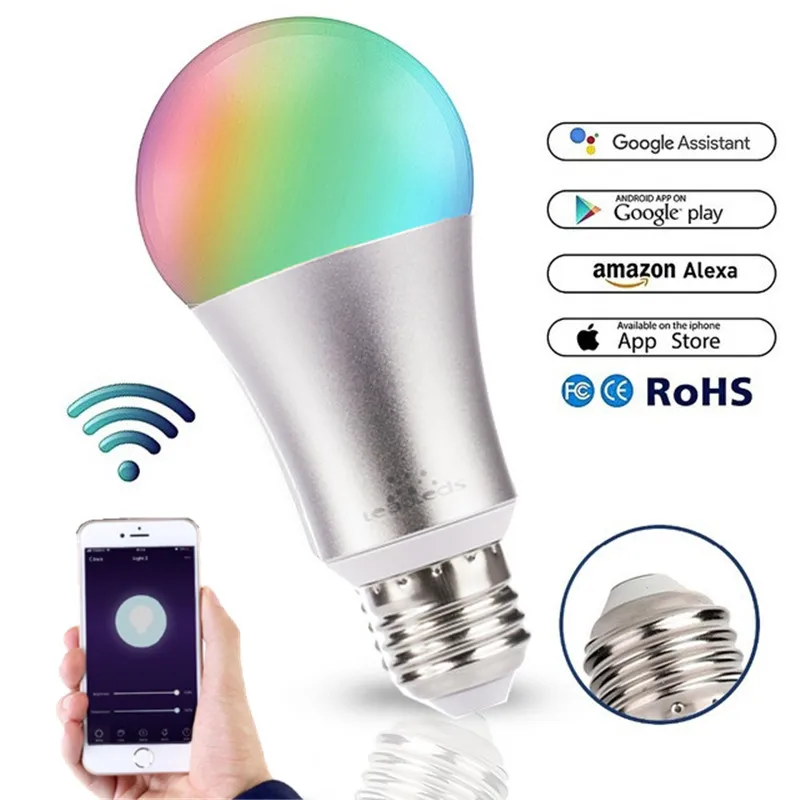 2019 New Meta 7W RGB LED WIFI Smart Bulb Ball Lamp E27 Dimmable Color LED Light Bulb Works with Alexa Google Home iOS App Contro