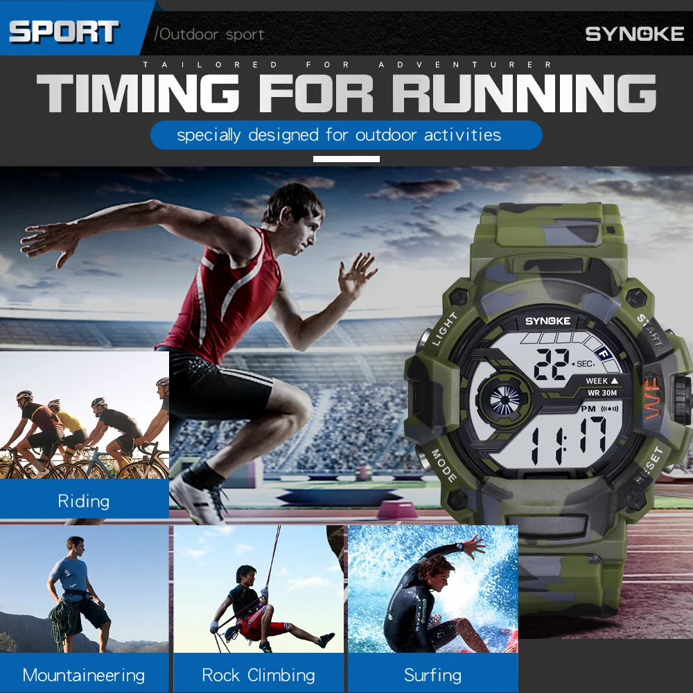 SYNOKE для мужчин спортивные часы светодиодные цифровые наручные часы студент детей часы обувь для мальчиков мужской часы 2019 электронные