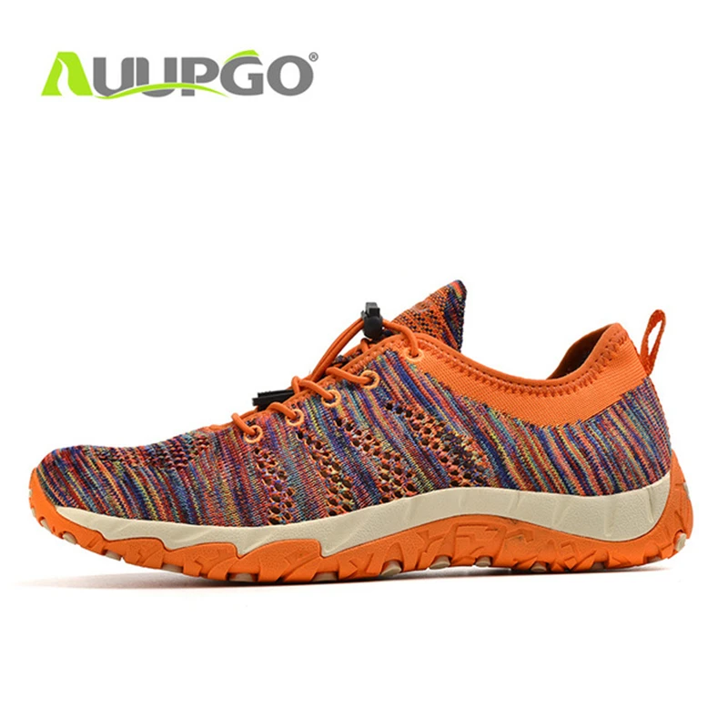 Auupgo المنبع أحذية الرجال النساء المشي أحذية مقاومة للانزلاق تنفس الخور حذاء الشاطئ الصيف الجافة سريعة حذاء ارتحال D0379