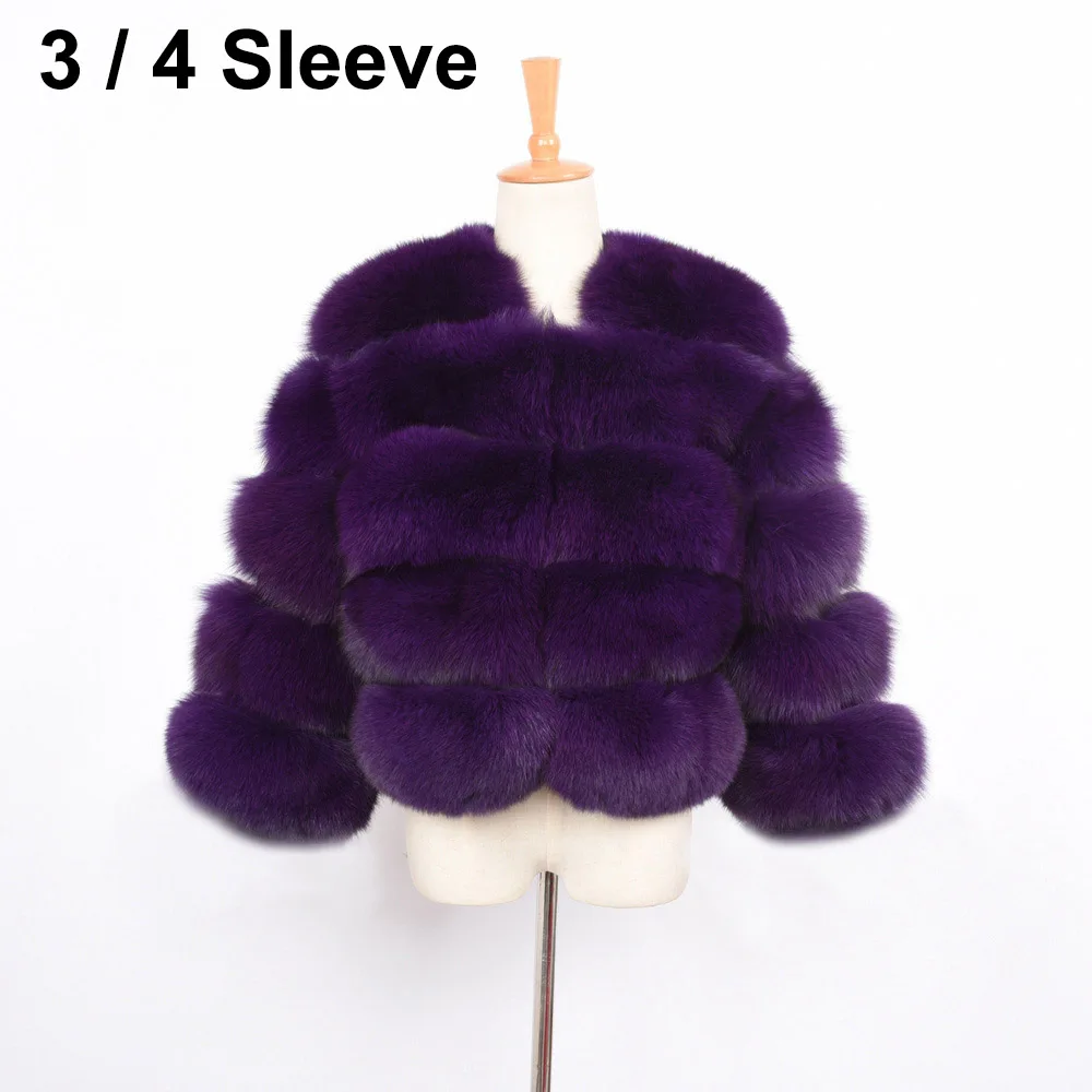 Женская натуральная Шуба из натурального Лисьего меха, роскошная зимняя теплая верхняя одежда из лисьего меха Findland, Модная стильная укороченная куртка из натурального меха S1797 - Цвет: Purple Crop