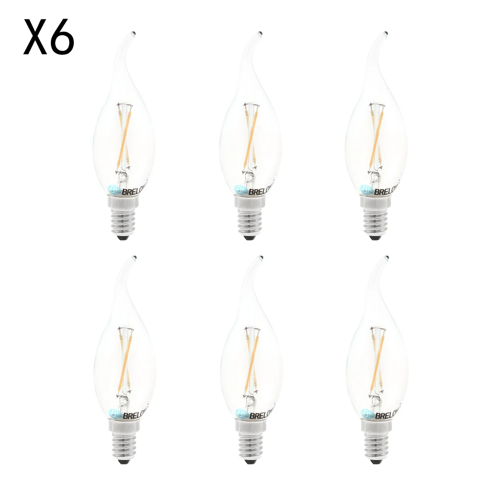 

BRELONG 6PCS E14 LED Candle Bulb Light 2W AC220V LED Filament Lamp Bulb Retro Edison Lamp Incandescent Bulb Warm White