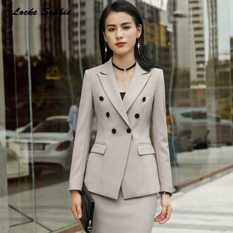 1pcs Women's Plus size Blazers coats 2019 Spring cotton blend Button Splicing Suits jackets ladies Skinny office Blazers Suits
