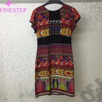 

Printed Flower Party Dress Women Party Dresses For Ladies High Quality Silk Fancy Dress Design Fashion