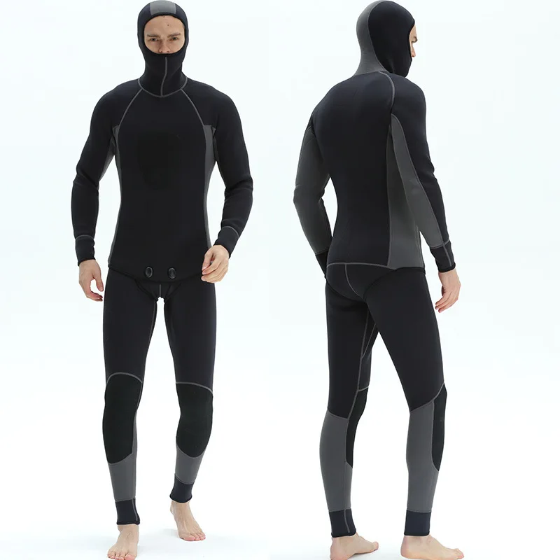 3mm Men's Neoprene Diving Wetsuit 2 Pieces Diving Suit Black