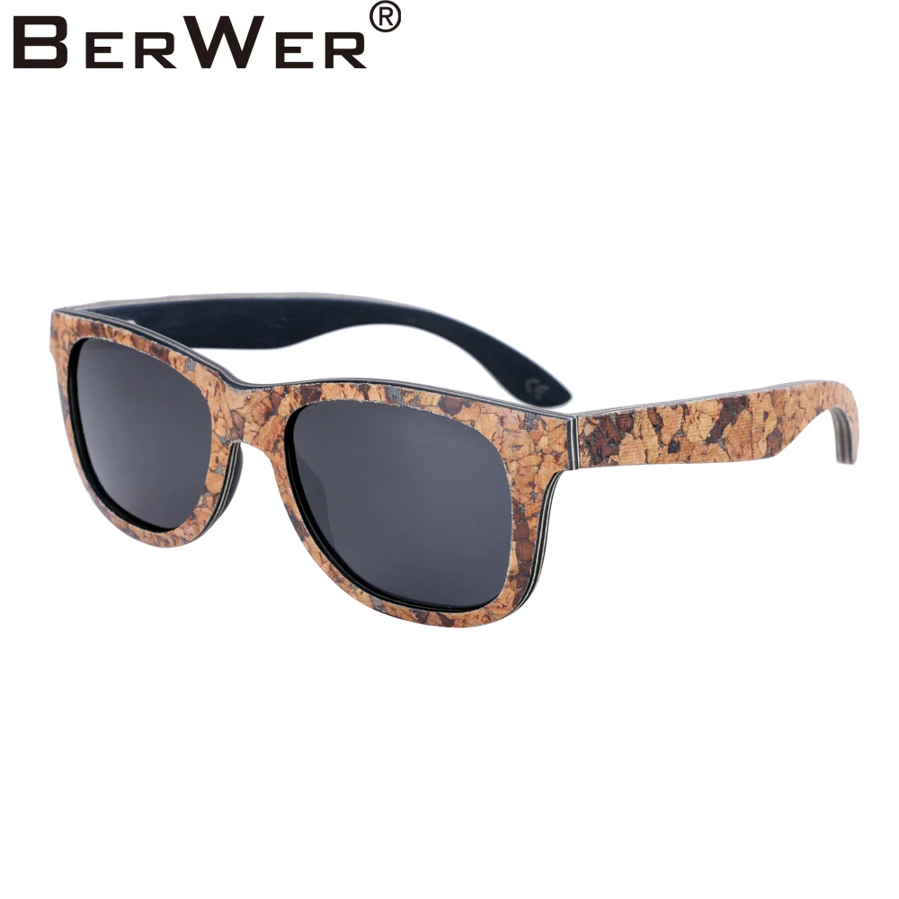 

BerWer Cork Wooden Sunglasses Men Women Luxury Variation Retro Eyewear Polarized Sunglasses cork glasses