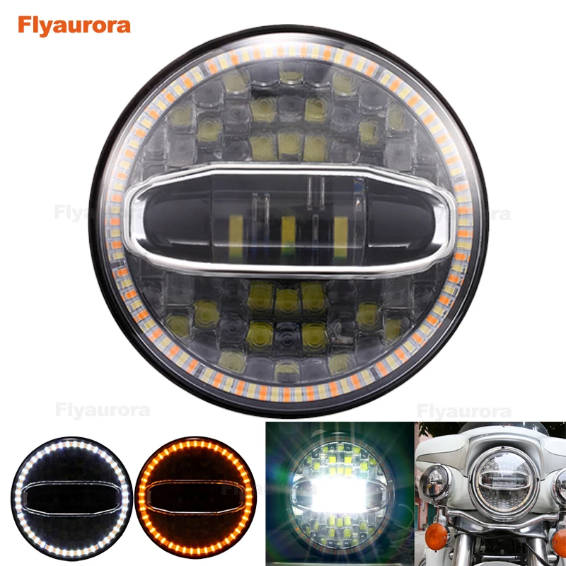 

1pcs Motorcycle LED Angel Eye High Low Beam Headlight Lamp Universal Front Light Cafe Racer without Bracket Flyaurora
