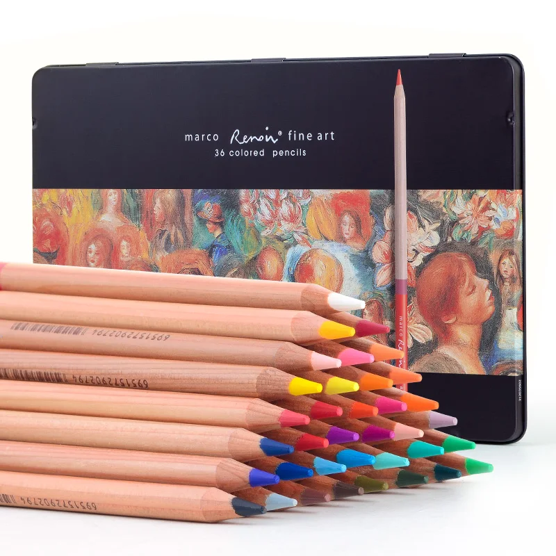 

Marco Renior 36 Colors Professional Oily Colored Pencils Art lapis de cor Drawing Pencil Set Art Supplies for School Office Pen
