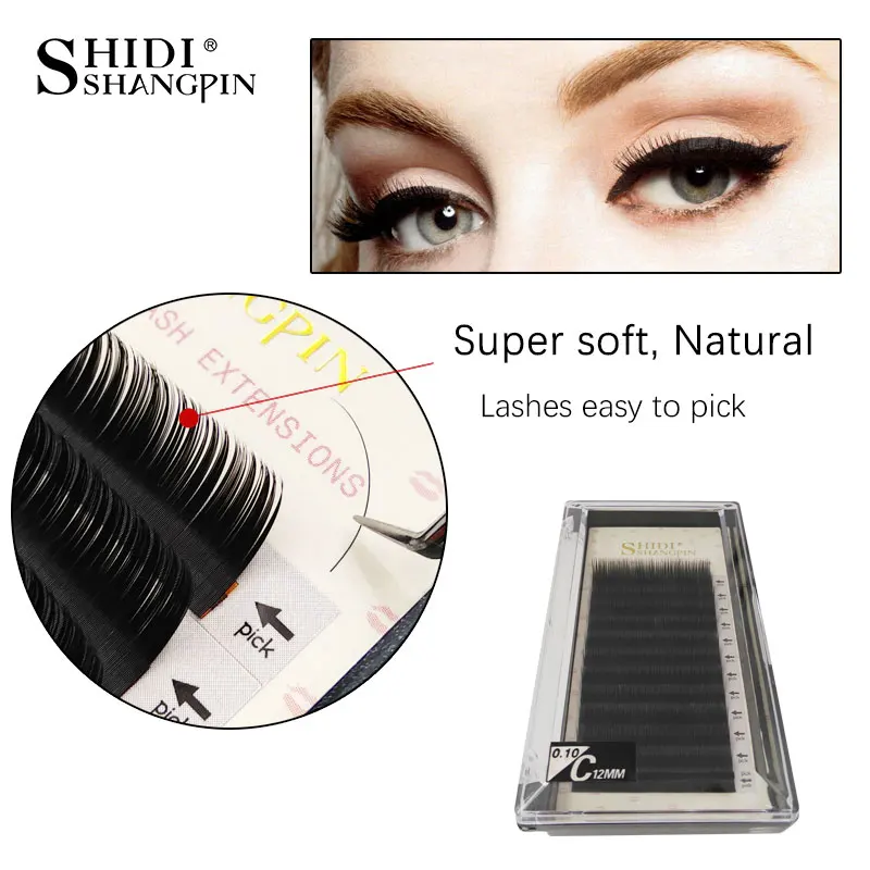 

SHIDISHANGPIN 12 Rows mink eyelashes extension lashes individual eyelash B C D Curl 8-12mm mink natural lashes maquiagem cilios
