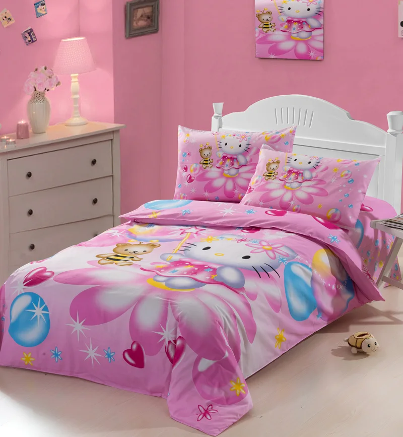 Character pink hello kitty twin full size girls cotton ...