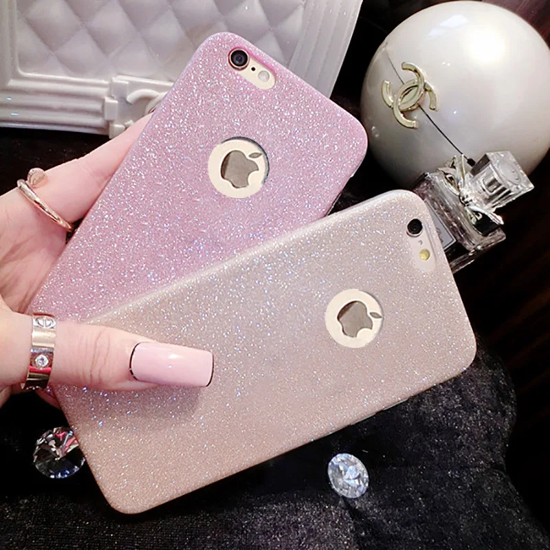 Для i6 6 S Ультратонкий Яркий Блеск Bling Задняя Крышка Кожи для iPhone Кристалл мягкий