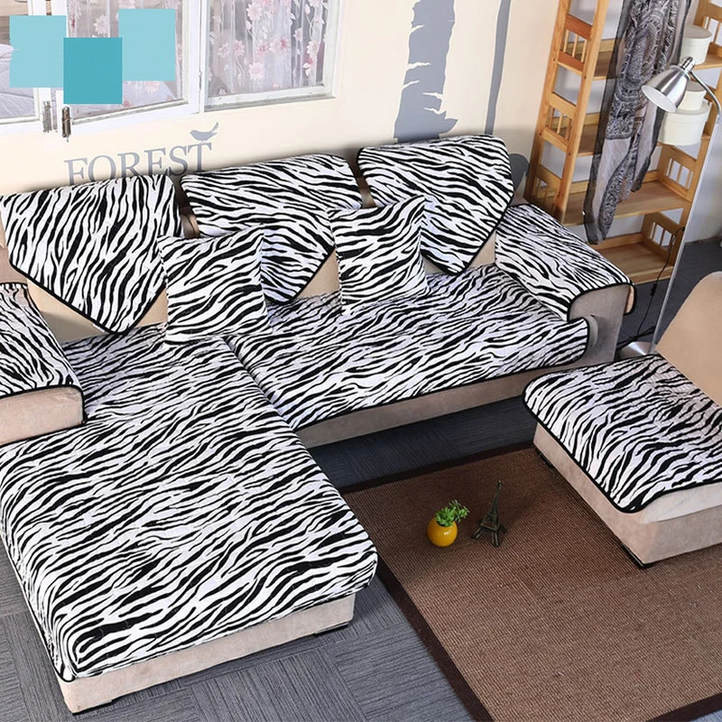 Zebra-Stripe Cotton Sofa Couch Cover Anti-skid Sectional Fashion Slipcovers for Living Room Four Seasons | Дом и сад