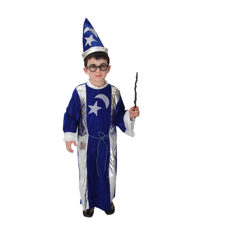 Kids Child Star Moon Magic Magician Wizard Costume Cosplay for Boys Halloween Purim Carnival Party Mardi Gras Outfit Disfraces