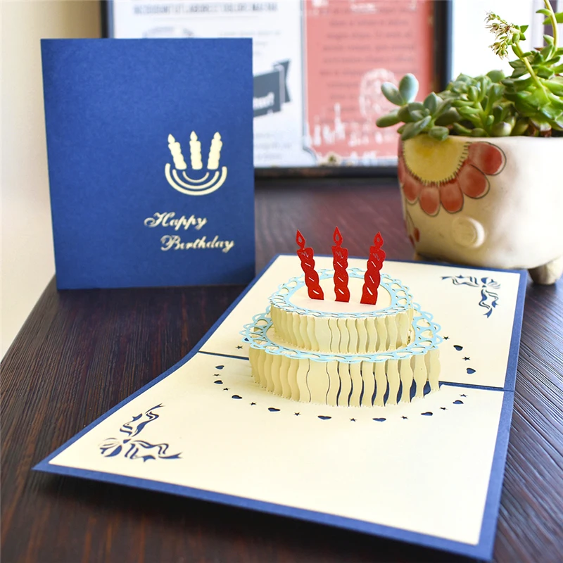 3D всплывающие открытки на день рождения для девочек, детей, жены, мужей, торт на день рождения, открытки, открытки, подарки, открытки с конвертом, наклейки