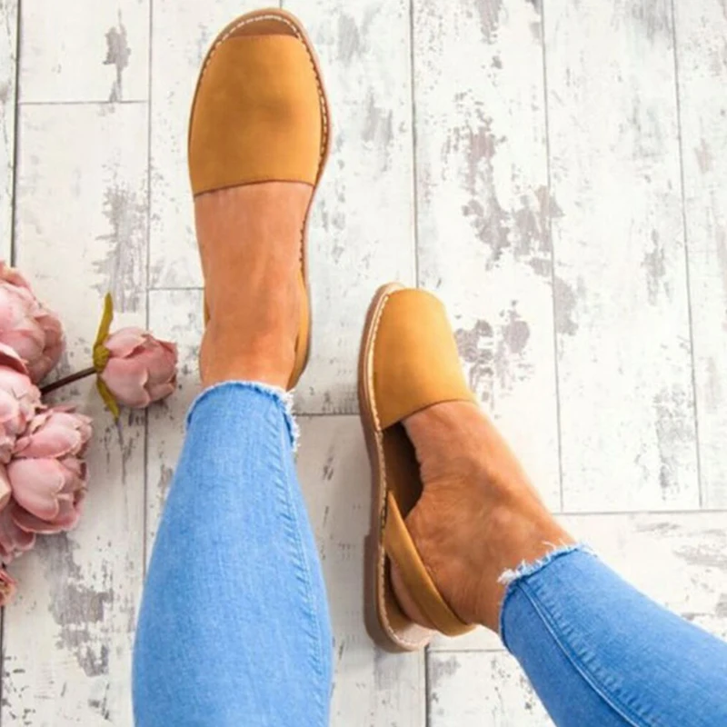 

Women Sandals Plus Size 35-43 Summer Shoes Woman Peep Toe Flat Sandals Back Strap 2018 Summer Sandals Low Heels zapatos mujer