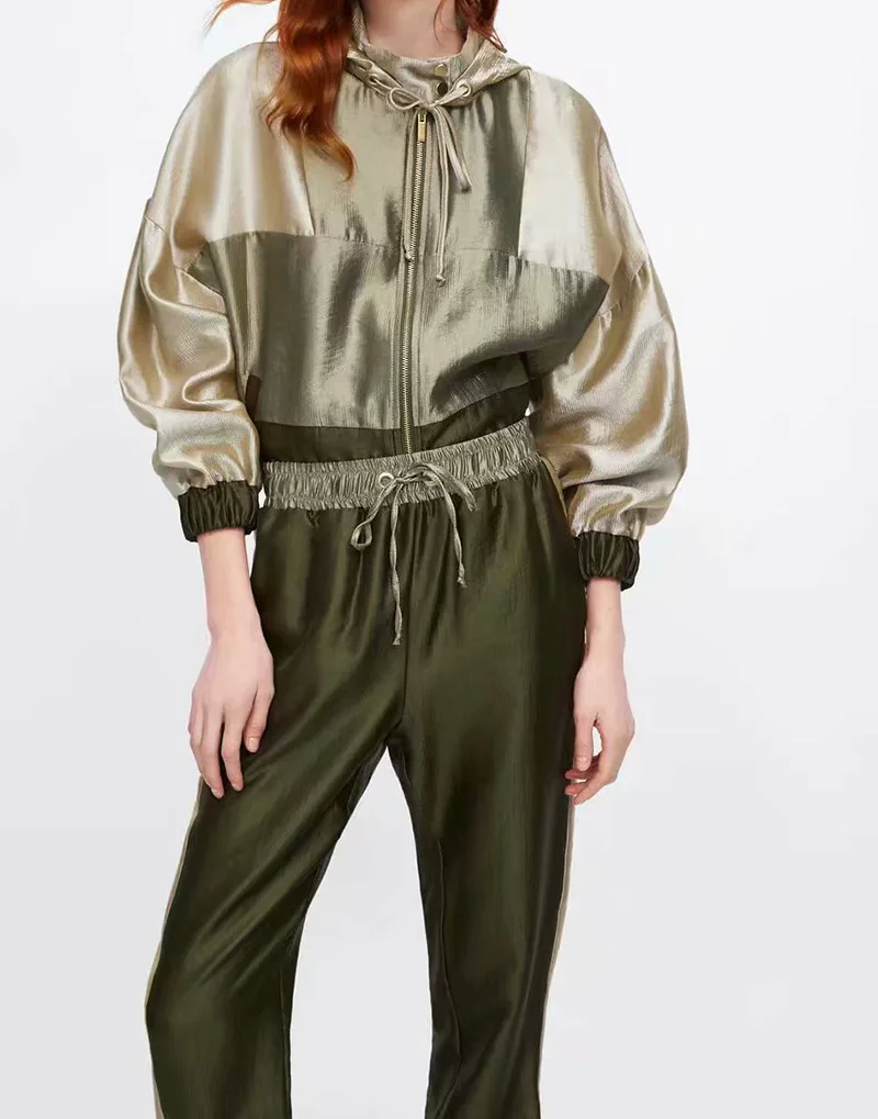 

2019 Spring Dress Women Set Trousers Leisure Sports Suits 2 Piece Sets Women Outfits Zipper Elastic Waist Suits Women
