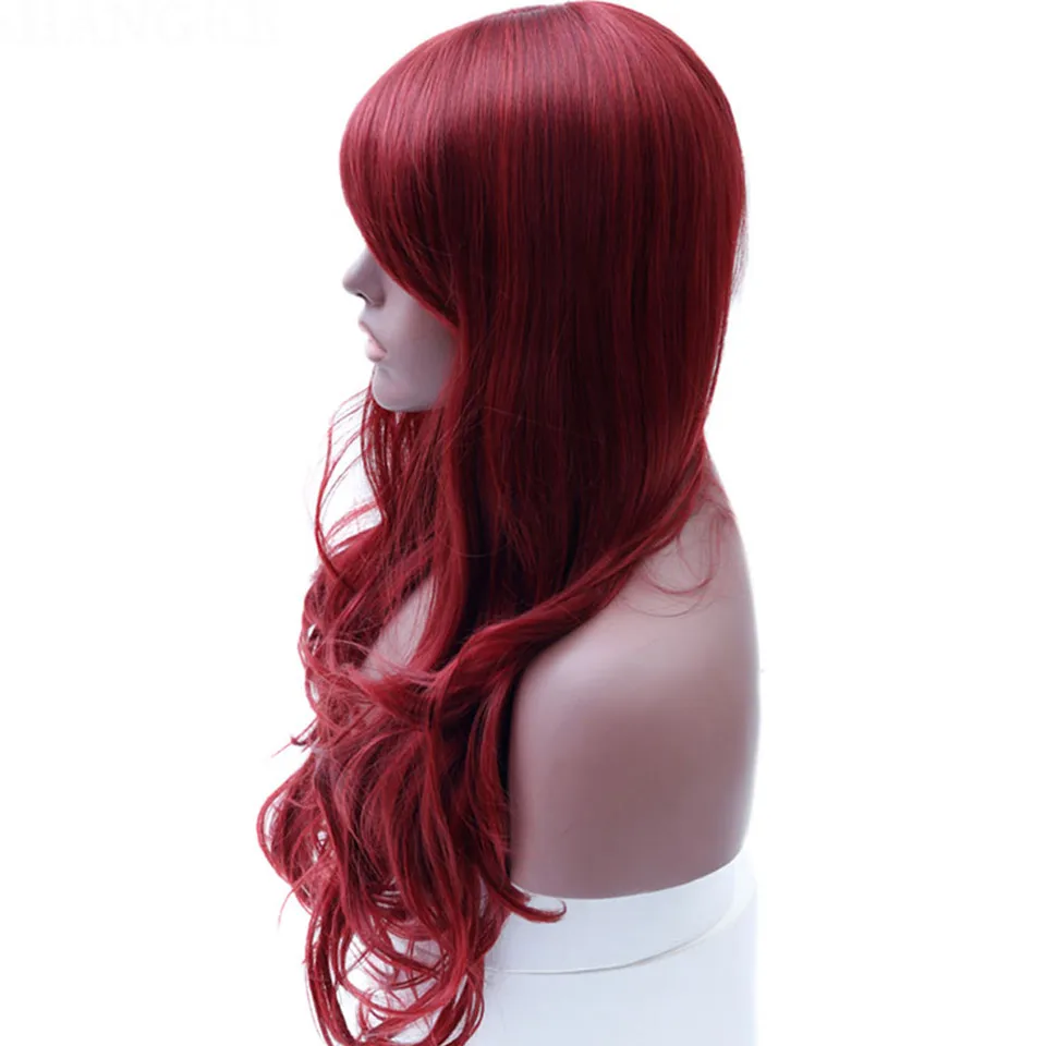 Pelucas sintéticas onduladas peluca roja larga DIFEI para mujeres negras parte lateral peluca resistente al calor peluca roja Cosplay Pelucas sintéticas onduladas peluca roja larga DIFEI para mujeres negras parte lateral peluca resistente al calor peluca roja Cosplay