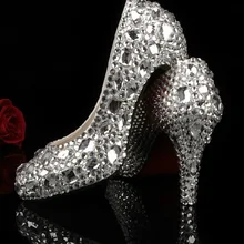 2016 Popular Crystal High Heel Silver Color Wedding Dress font b Shoes b font font b