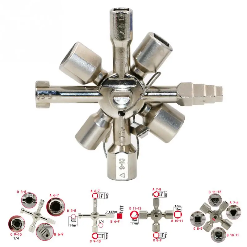 10 в 1 многофункциональный электрик сантехник Универсальный перекрестный переключатель ключ универсальный квадратный треугольный ключ для газового поезда
