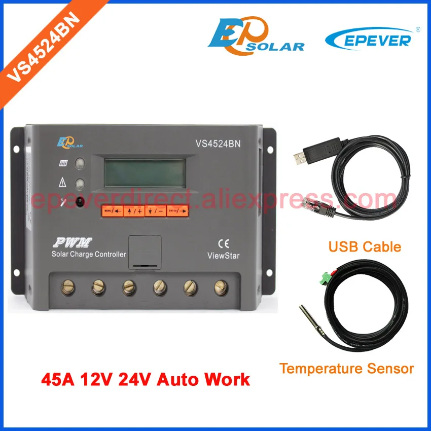 

PWM EP series Solar portable controller EPEVER VS4524BN 45A 45amps ViewStar Small home power system USB cable 12V/24V auto type