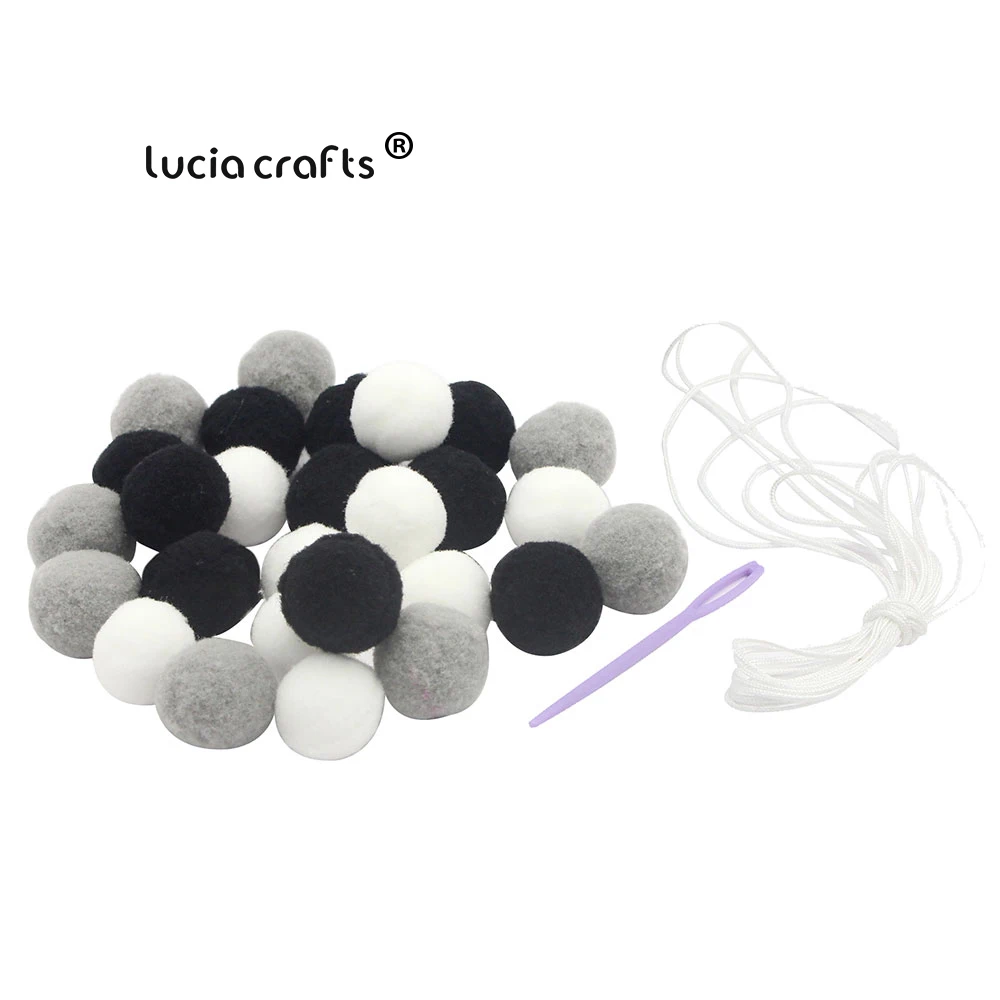 Lucia ремесла около 30 шт./лот шерсть фетровые шары скандинавском стиле DIY Детская комната украшения висят на стене Pom Poms реквизит J1006 - Цвет: Color 1