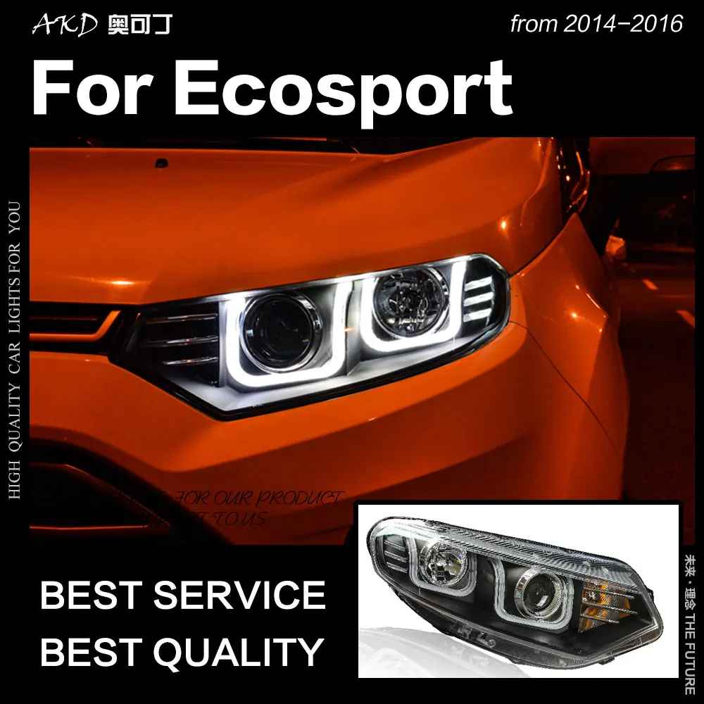 АКД Автомобиль Стайлинг для Ford Ecosport фары- светодиодный фар ДХО Hid лампы Глава Ангел глаз Bi Xenon луч аксессуары