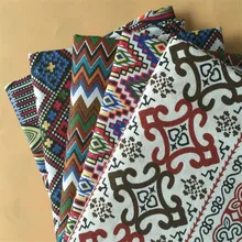 Ретро узоры напечатанный льняной хлопковой ткани лоскутное стеганое полотно Хлопок Льняной материал для скатерти фото фон
