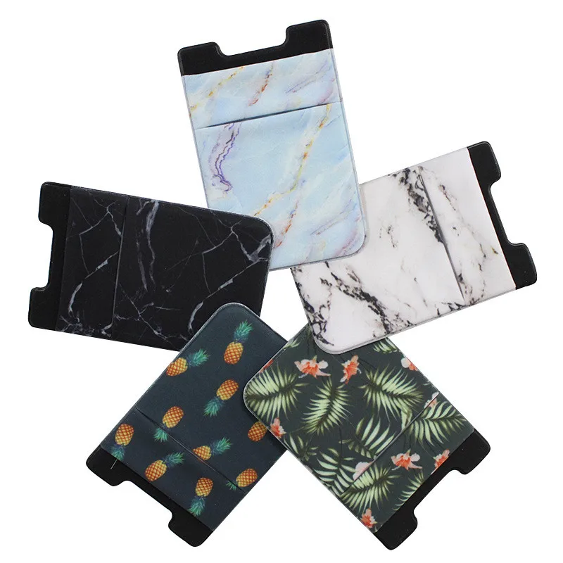 

1pc Elastic Phone Wallet Credit ID Card Holder Adhesive Pocket Sticker Pocket Card Holder Marble Pattern Card Holder