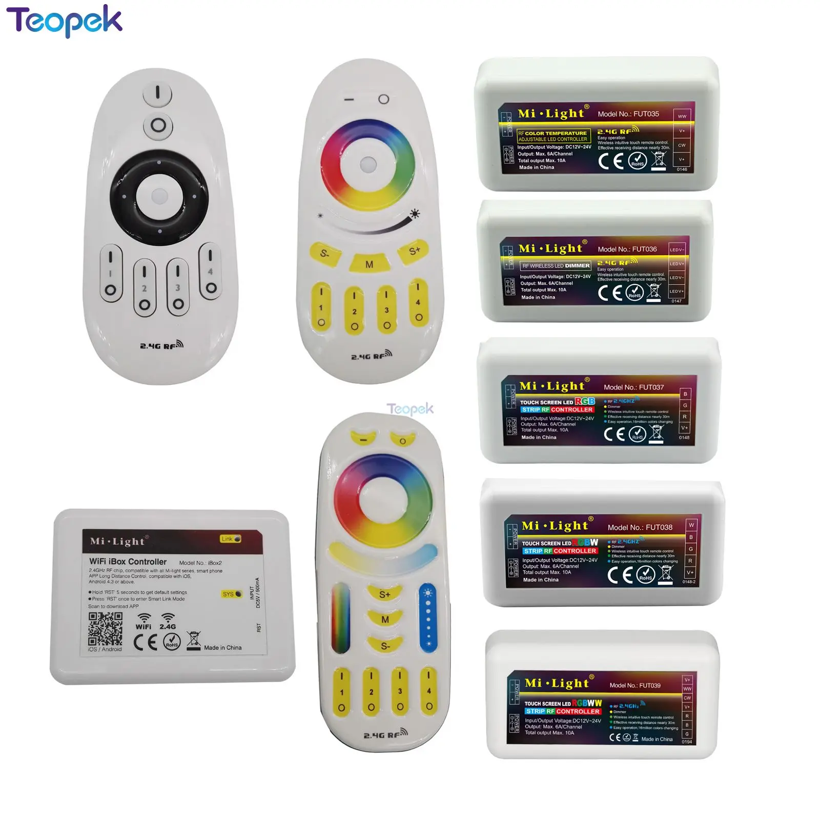 Mi.Light Wireless Controller 2.4G RF Remote Control / WiFi APP Control For single Color / RGBW / RGB / Dual White LED Strip