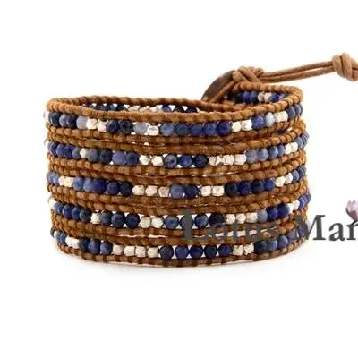 Pardew particle sodalite sterling silver beads mix match 5 wrap self-shade bracelet