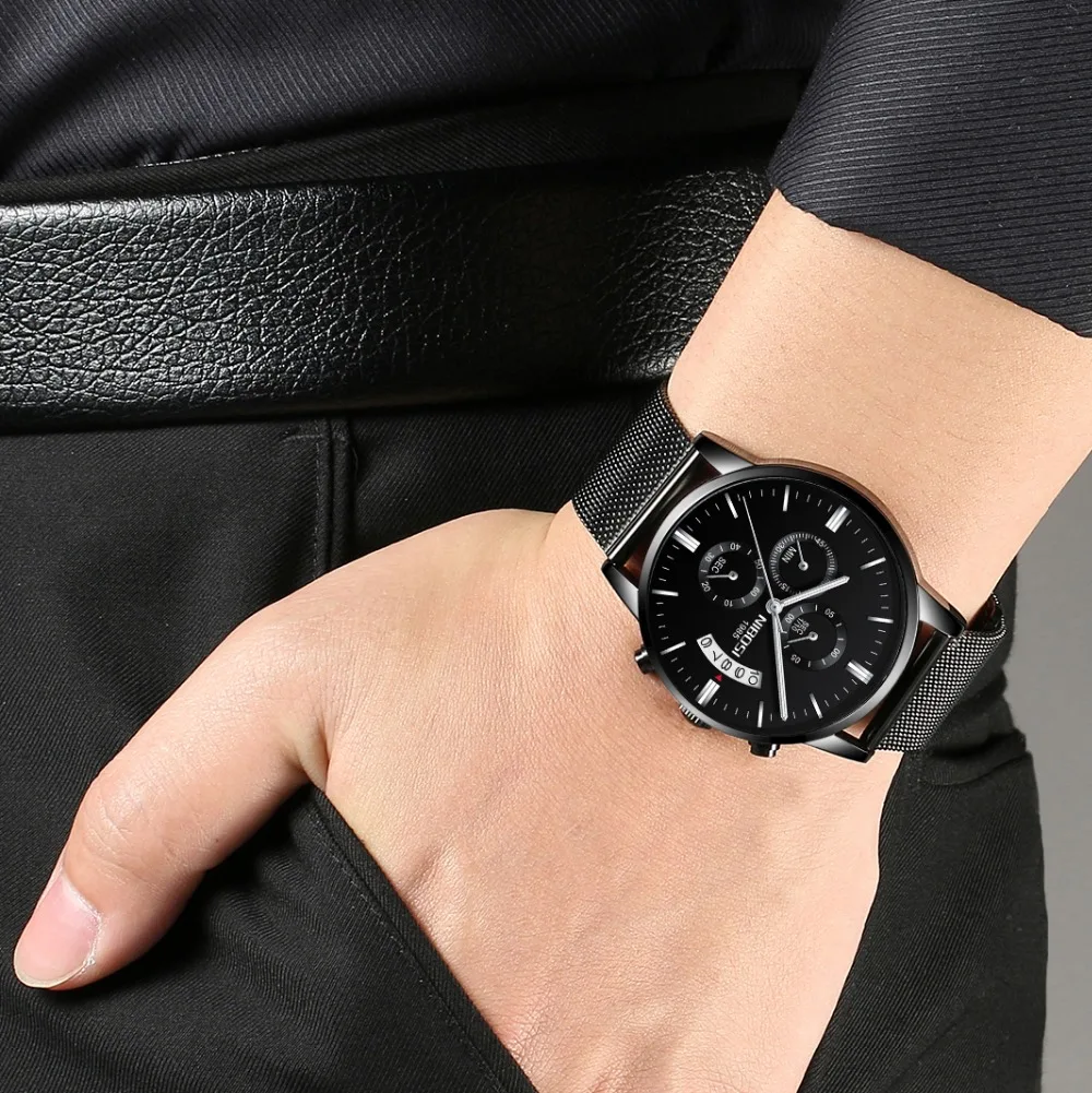NIBOSI Роскошные Для мужчин s часы кварцевые ультра тонкий часы мужской Водонепроницаемый спортивная мода часы Для мужчин Повседневное