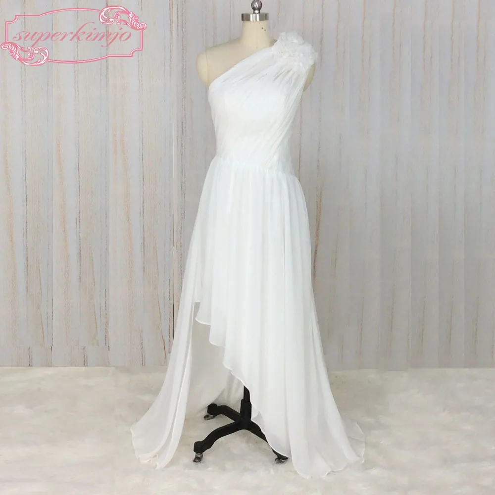 SuperKimJo High Low Cheap Bridesmaid Dresses 2018 One Shoulder Chiffon